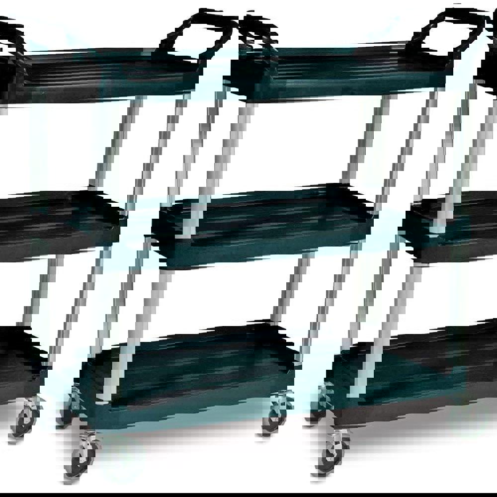 Xtra Utility Cart with Open Sides, Plastic, 3 Shelves, 300 lb Capacity, 40.63